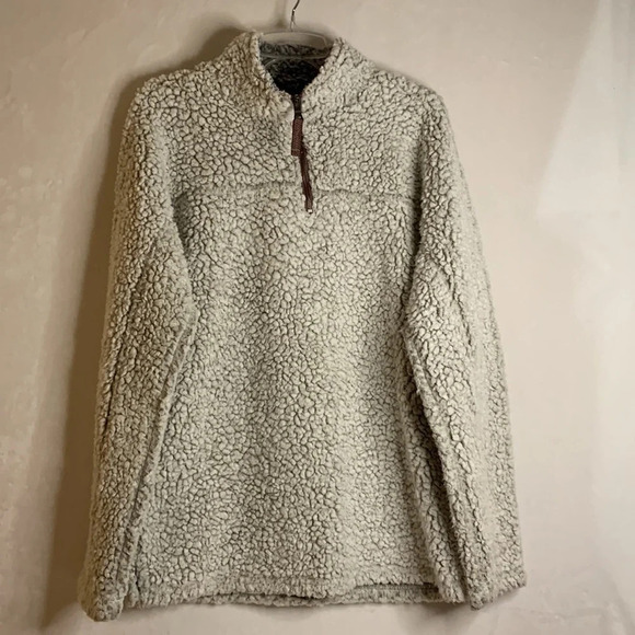 True Grit American Outdoor Co. 1/4 Zip Sherpa Pullover Light Gray Medium - Picture 1 of 10
